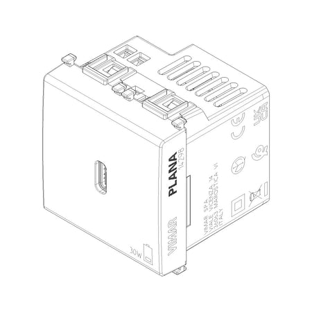 Vimar Plana 2-Module USB-C Supply Unit, Power Delivery, 120-240V — Quality Boat Parts