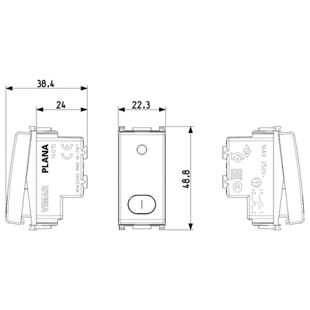 Vimar Plana 2P 1-Way Switch, 16AX, 250V, Lightable — Quality Boat Parts