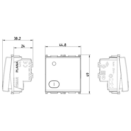 Vimar Plana 2P 1-Way Switch, 16AX, 250V, Lightable — Quality Boat Parts