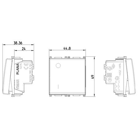 Vimar Plana 2P 1-Way Switch, 16AX, 250V, Lightable — Quality Boat Parts