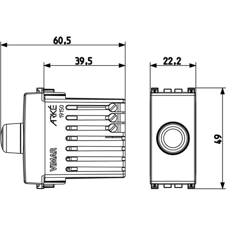 Vimar Dimmer, 230V, 100-500W, for Incandescent Lamps, Rotary Control — Quality Boat Parts