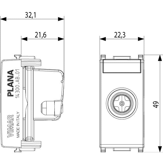 Vimar Plana TV-RD-SAT Coaxial Socket Outlet, 5-2400 MHz, Male Connector, Snap Mounting — Quality Boat Parts