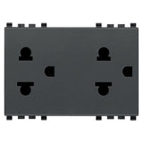 Vimar EIKON Two 2P+E USA+EU SICURY Socket Outlets, 16A, 250V, Flush Mount, 3 Module, IP20 — Quality Boat Parts