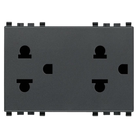 Vimar EIKON Two 2P+E USA+EU SICURY Socket Outlets, 16A, 250V, Flush Mount, 3 Module, IP20 — Quality Boat Parts