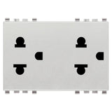 Vimar EIKON Two 2P+E USA+EU SICURY Socket Outlets, 16A, 250V, Flush Mount, 3 Module, IP20 — Quality Boat Parts