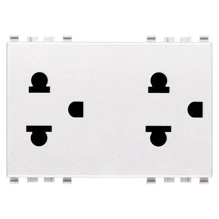 Vimar EIKON Two 2P+E USA+EU SICURY Socket Outlets, 16A, 250V, Flush Mount, 3 Module, IP20 — Quality Boat Parts
