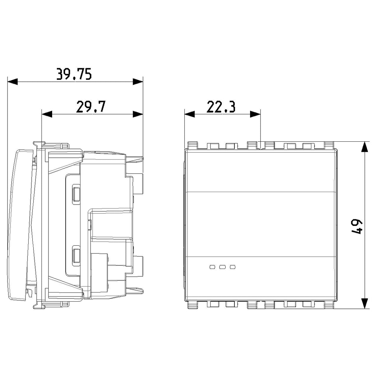 Vimar Eikon 1P 10AX 2-Way Screwless Switch, 250V, IP40, Flush-Mounted, Push-In Clamp — Quality Boat Parts