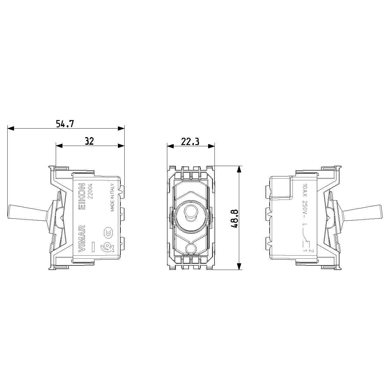 Vimar Eikon Vintage 1P 10AX 2-Way Switch, 250V, Flush-Mounted — Quality Boat Parts
