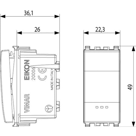 Vimar Eikon 1P 2-Way Switch, 20AX, 250V, Optional LED Lighting, IP40 — Quality Boat Parts