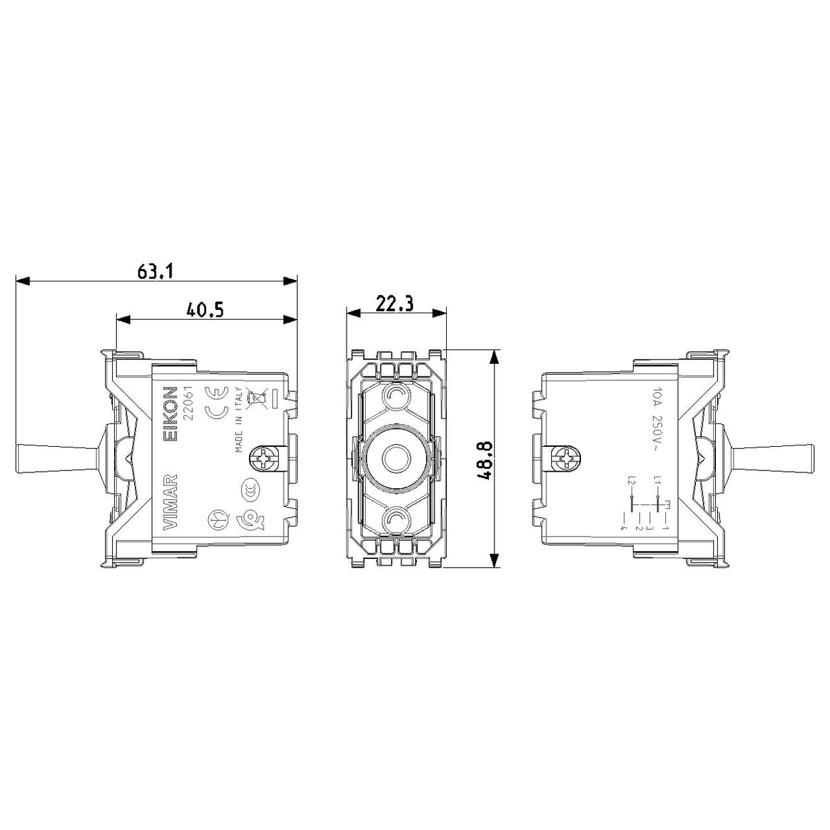 Vimar Eikon Vintage 2P 2-Way Push Button, 10A, Flush Mount — Quality Boat Parts
