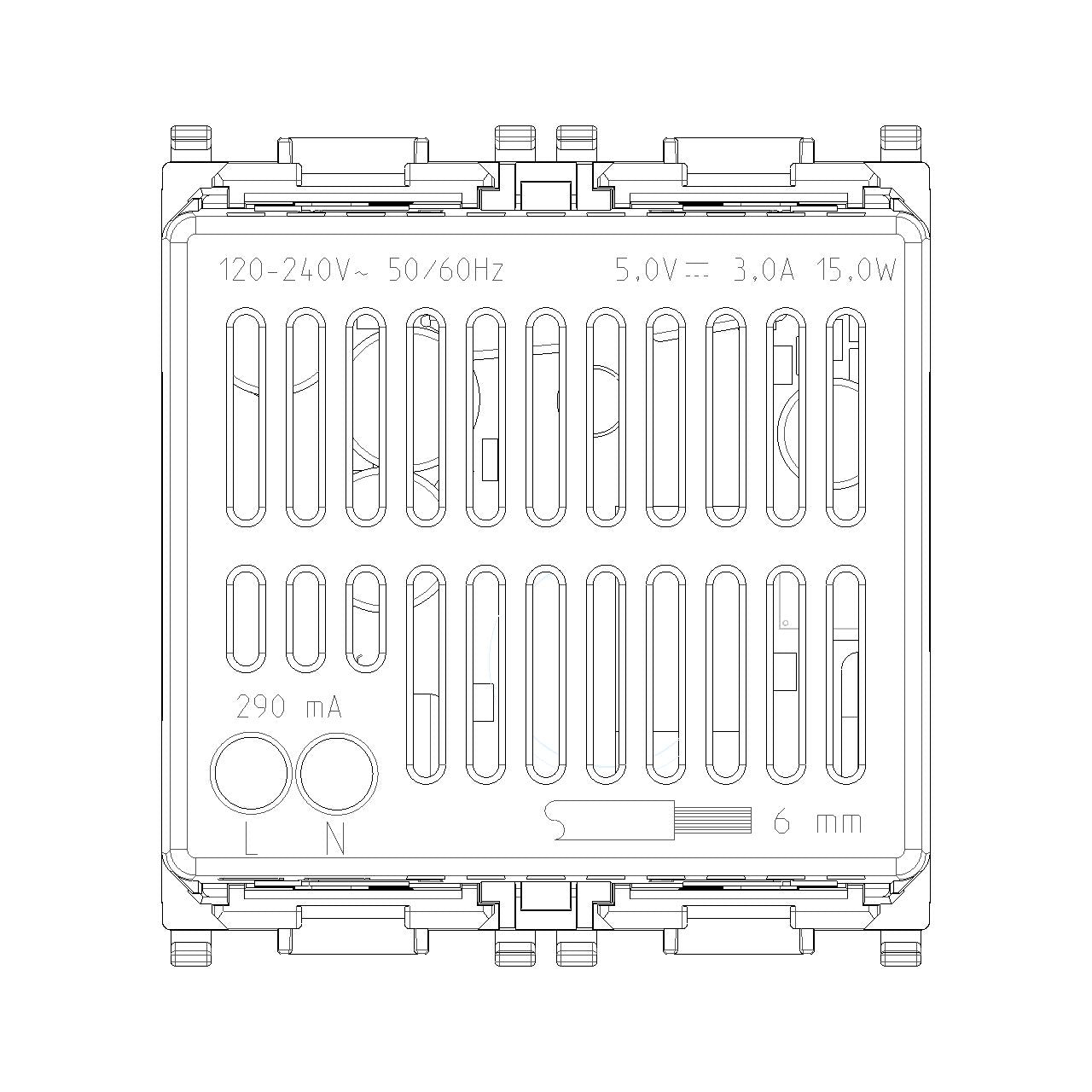 Vimar Plana 2-Module USB Supply Unit, 5V, Flush Mount — Quality Boat Parts