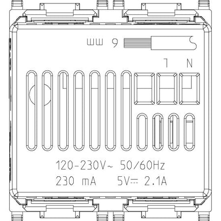 Vimar Plana 2-Module USB Supply Unit, 5V, Flush Mount — Quality Boat Parts