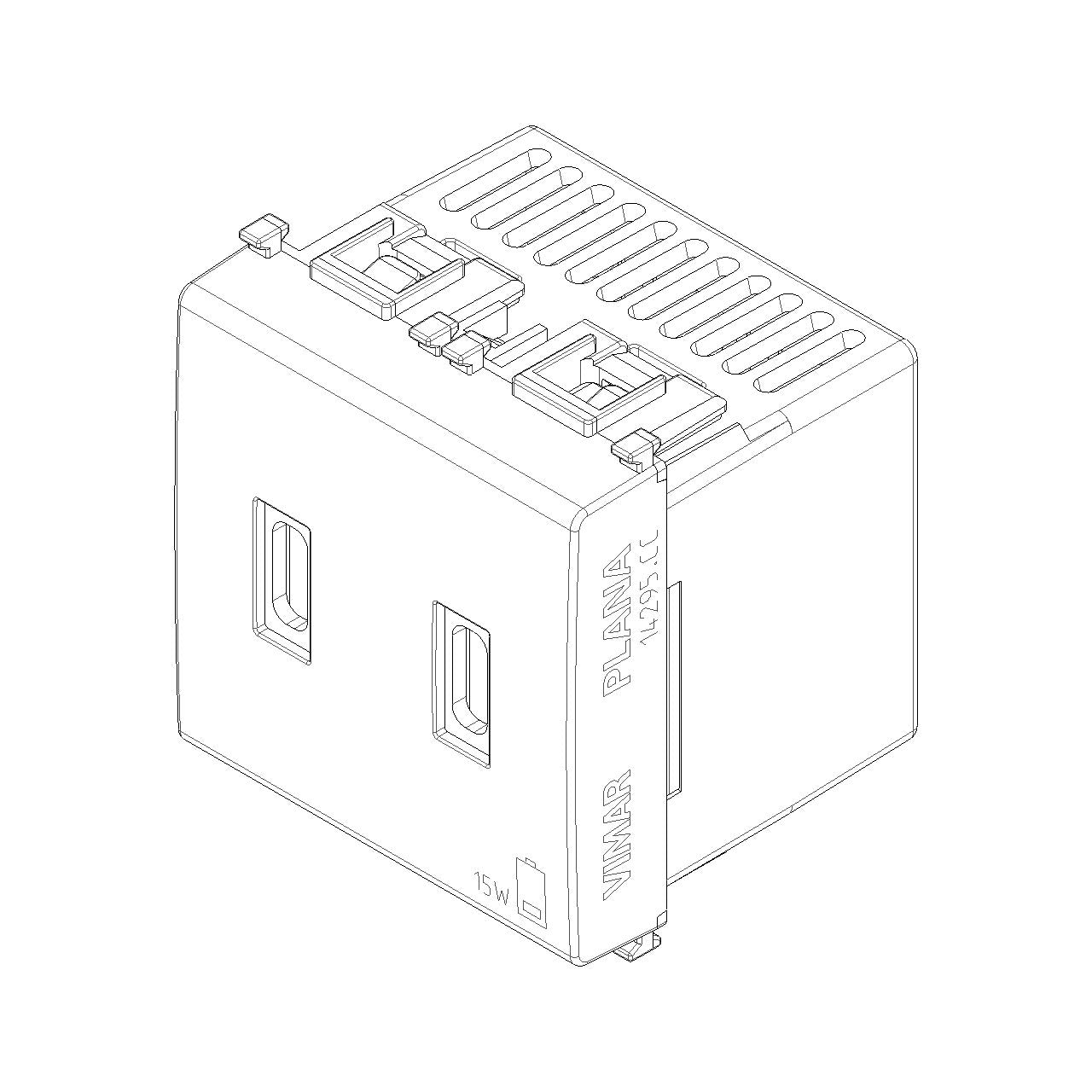 Vimar Plana 2-Module USB Supply Unit, 5V, Flush Mount — Quality Boat Parts