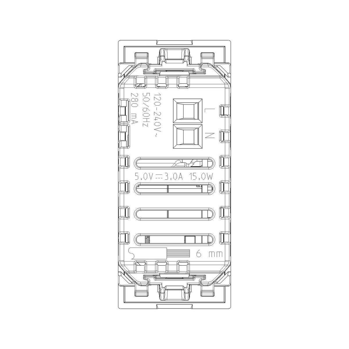 Vimar LINEA 1-Module USB Power Unit, 120-240V — Quality Boat Parts