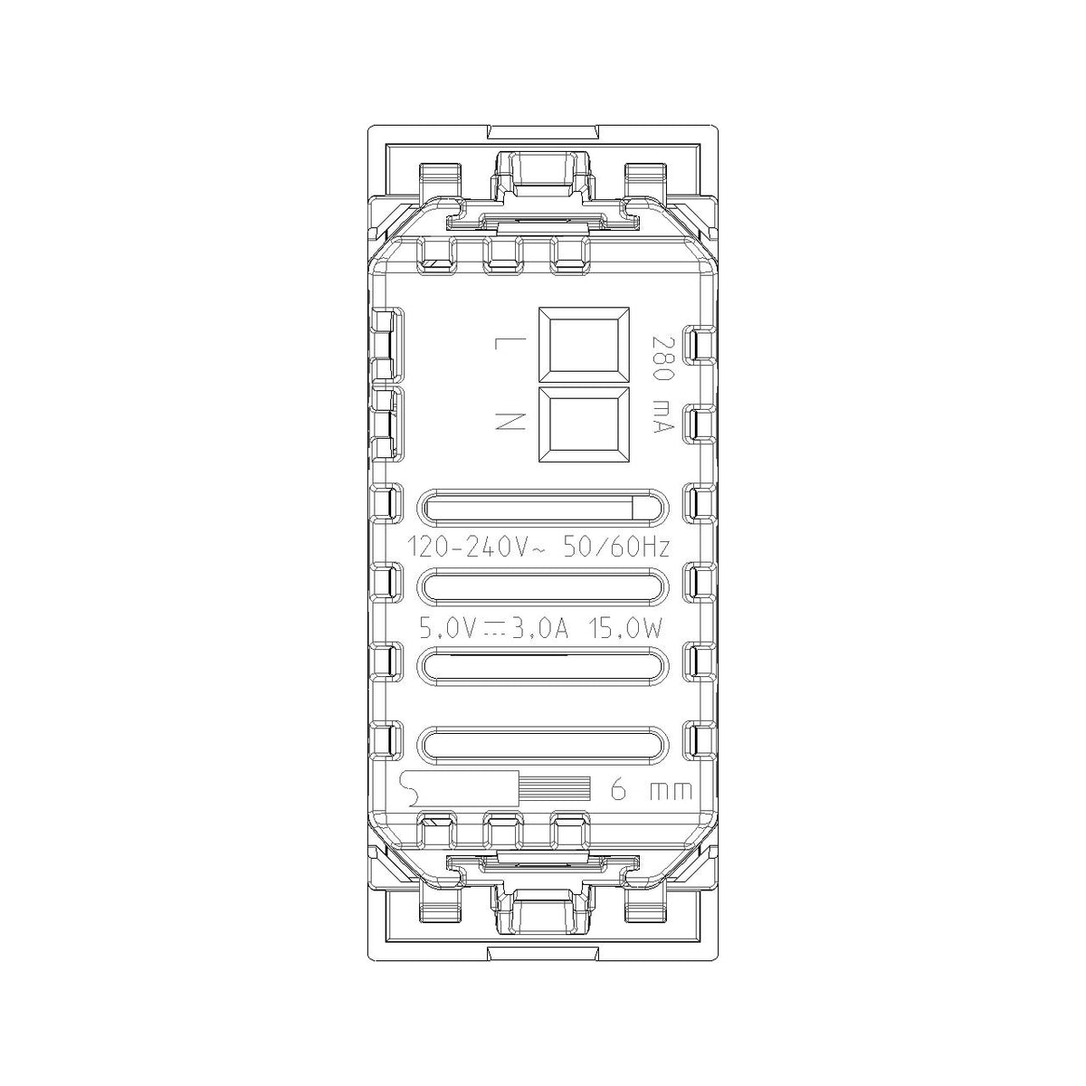Vimar LINEA 1-Module USB Power Unit, 120-240V — Quality Boat Parts