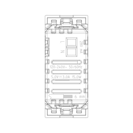 Vimar LINEA 1-Module USB Power Unit, 120-240V — Quality Boat Parts