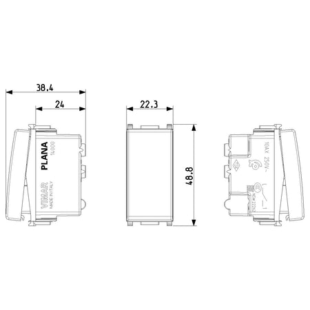 Vimar Plana 1P 10AX 1-Way Switch, 250V, Lightable, Replaceable Button — Quality Boat Parts
