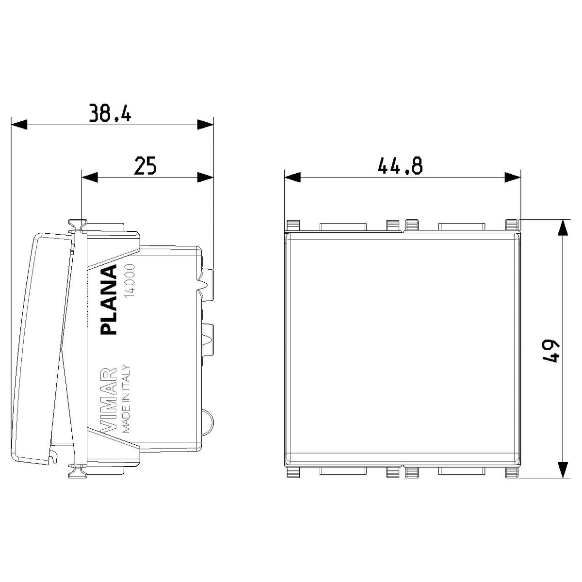 Vimar Plana 1P 10AX 1-Way Switch, 250V, Lightable, Replaceable Button — Quality Boat Parts