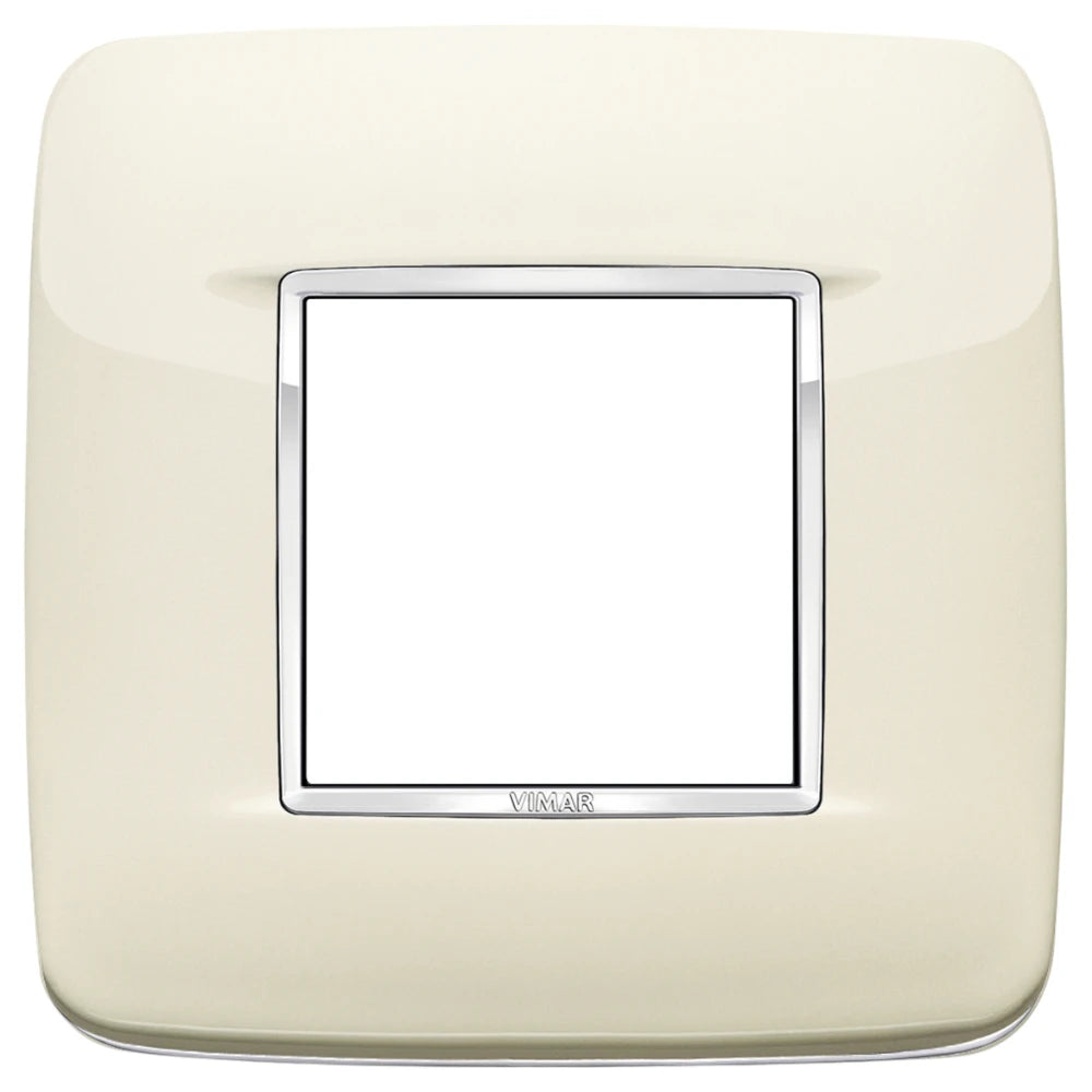 Vimar Eikon 2-Module Round British Cover Plate, 95 x 95 mm, IP00, Halogen-Free, Clamp Mounting — Quality Boat Parts