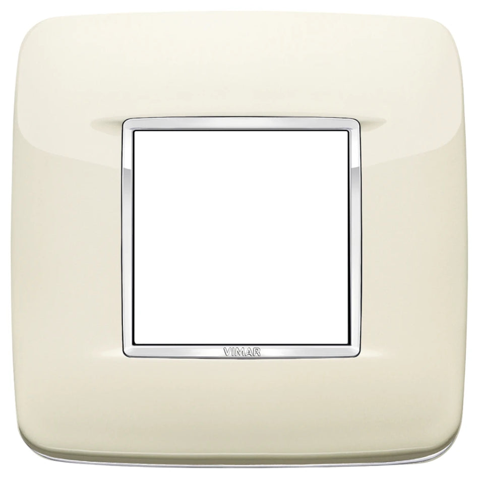Vimar Eikon 2-Module Round British Cover Plate, 95 x 95 mm, IP00, Halogen-Free, Clamp Mounting — Quality Boat Parts
