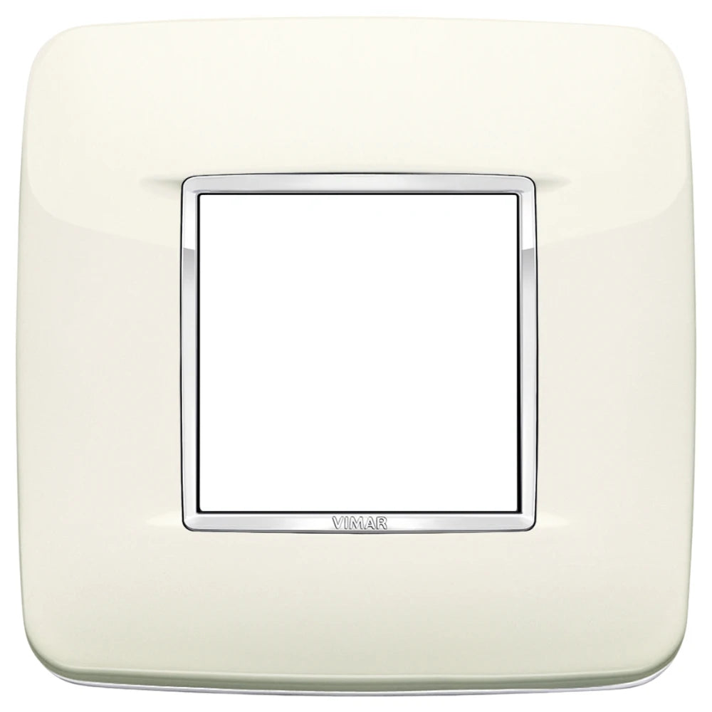 Vimar Eikon 2-Module Round British Cover Plate, 95 x 95 mm, IP00, Halogen-Free, Clamp Mounting — Quality Boat Parts