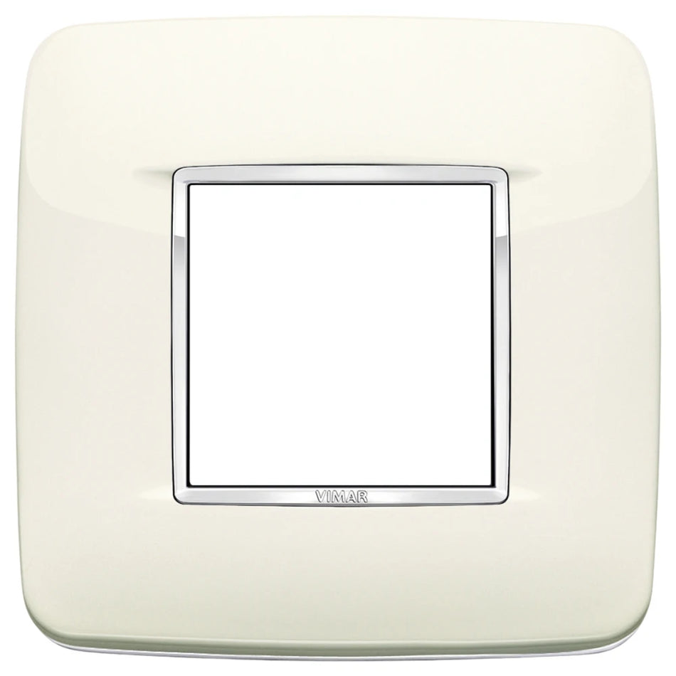 Vimar Eikon 2-Module Round British Cover Plate, 95 x 95 mm, IP00, Halogen-Free, Clamp Mounting — Quality Boat Parts
