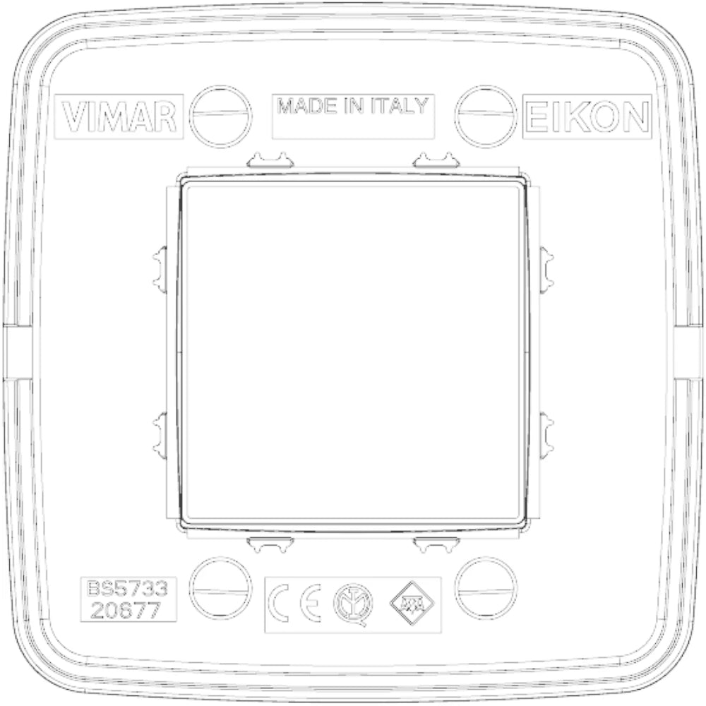 Vimar Eikon 2-Module Round British Cover Plate, 95 x 95 mm, IP00, Halogen-Free, Clamp Mounting — Quality Boat Parts