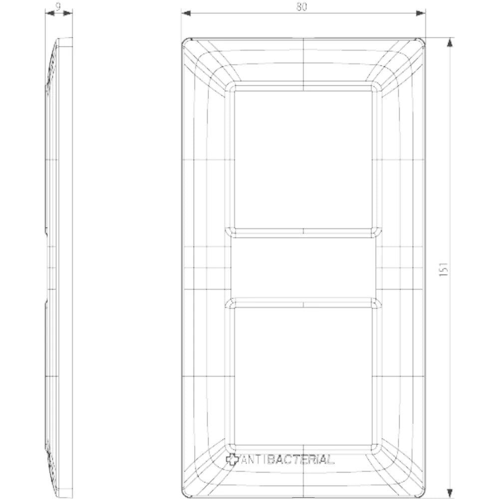 Vimar Plana 4-Module Cover Plate, 2+2 71mm Centers, Clamp Mounting — Quality Boat Parts