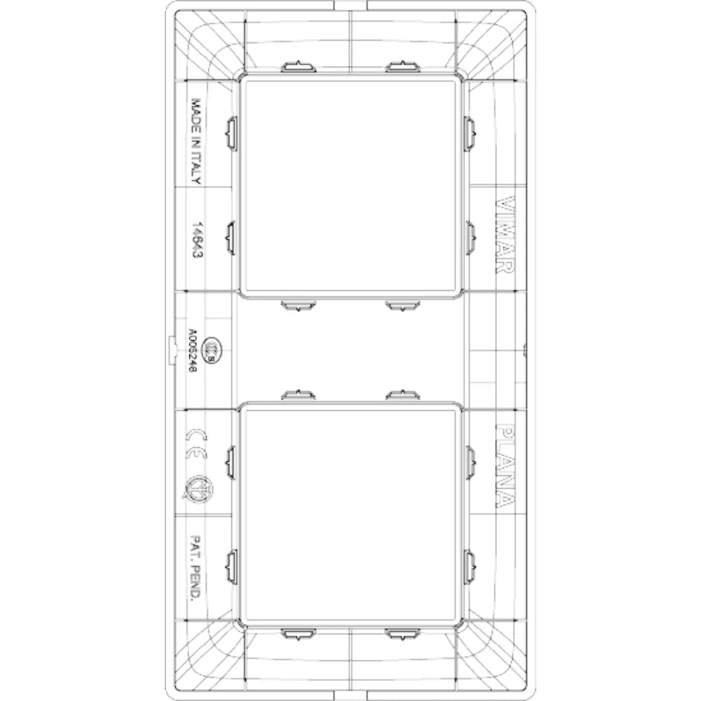 Vimar Plana 4-Module Cover Plate, 2+2 71mm Centers, Clamp Mounting — Quality Boat Parts