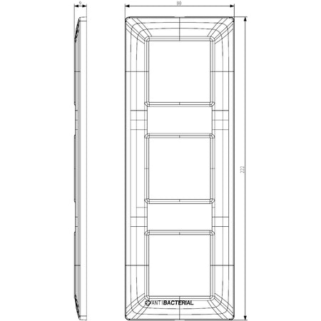 Vimar Plana 6-Module (2+2+2) Cover Plate, 71 mm Center Spacing, 222 x 80 x 9 mm, Technopolymer, Clamp Mounting, Horizontal/Vertical Mount — Quality Boat Parts