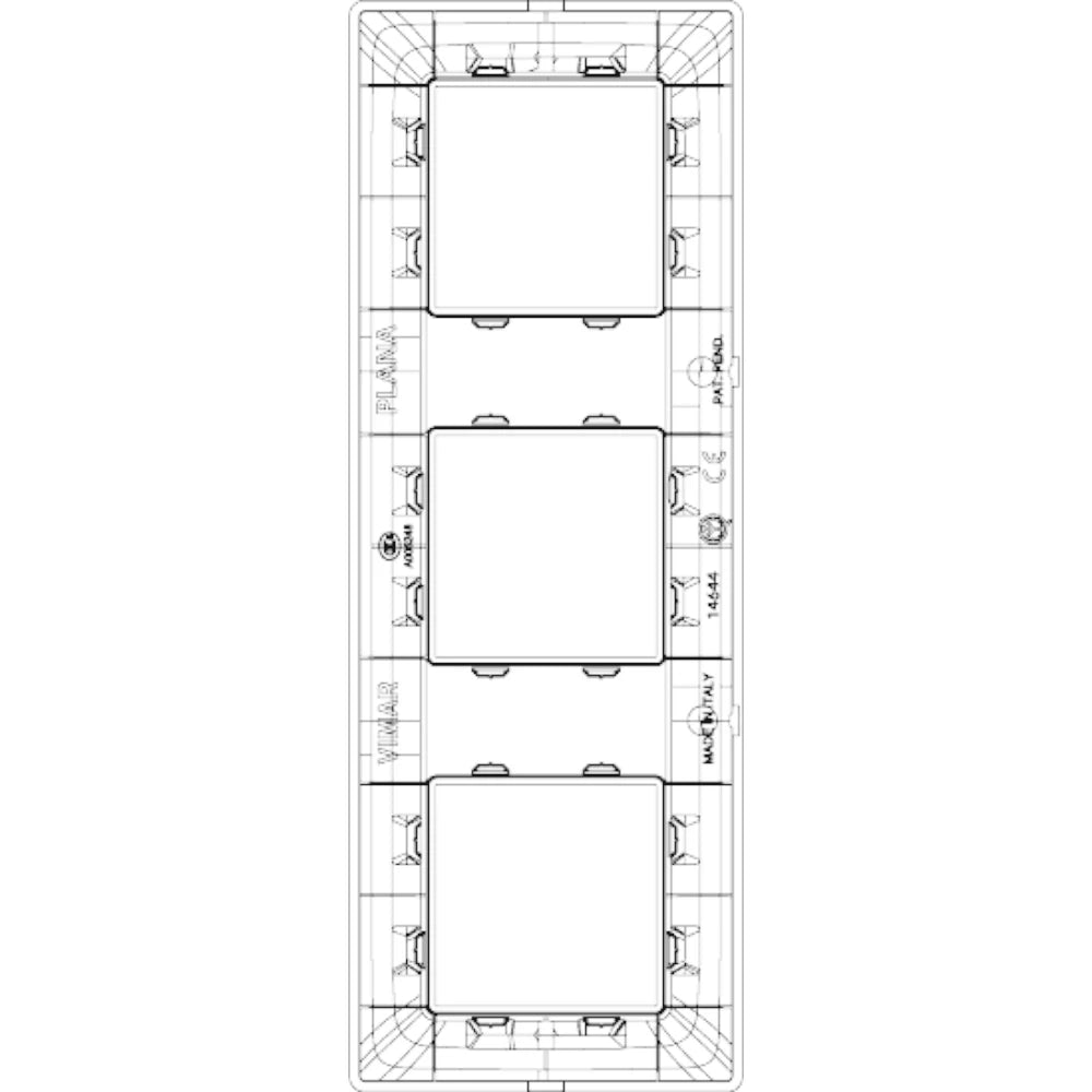 Vimar Plana 6-Module (2+2+2) Cover Plate, 71 mm Center Spacing, 222 x 80 x 9 mm, Technopolymer, Clamp Mounting, Horizontal/Vertical Mount — Quality Boat Parts