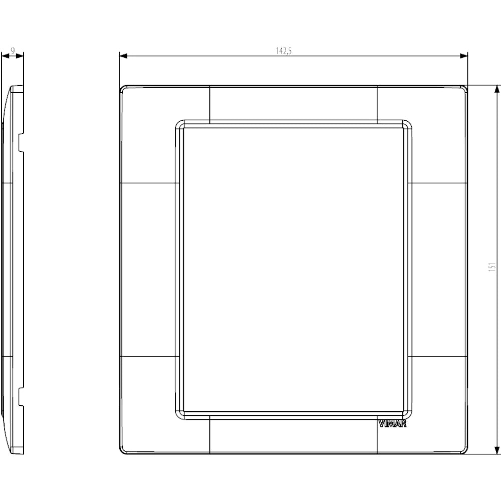 Vimar Plana 8-Module Cover Plate, 142.5 x 151 mm, Halogen-Free Technopolymer — Quality Boat Parts