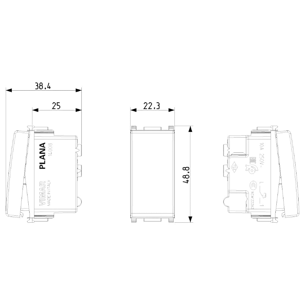 Vimar Plana 1P NO 10A Push Button, 250V, Lightable, IP40 — Quality Boat Parts