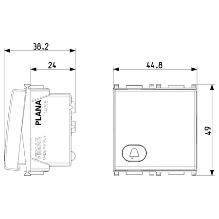 Vimar Plana 1P NO 10A Push Button, 250V, Lightable, IP40 — Quality Boat Parts