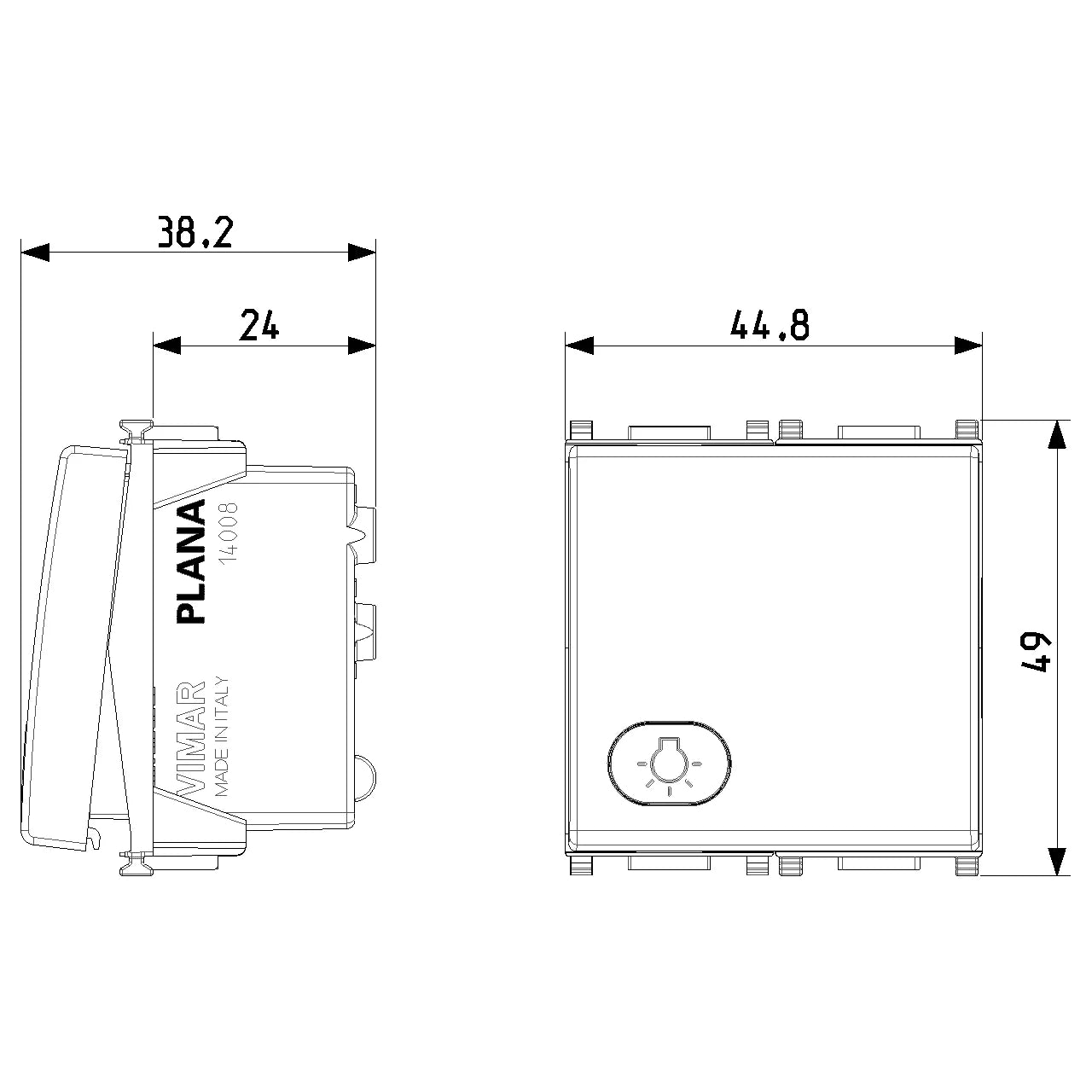 Vimar Plana 1P NO 10A Push Button, 250V, Lightable, IP40 — Quality Boat Parts