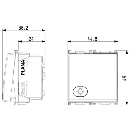 Vimar Plana 1P NO 10A Push Button, 250V, Lightable, IP40 — Quality Boat Parts