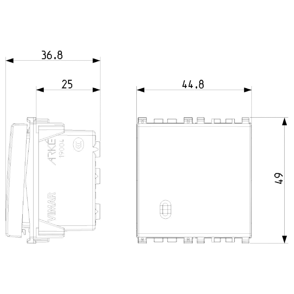 Vimar ARKÉ 1P 10AX 2-Way Switch, 250V, IP40, Replaceable Button — Quality Boat Parts