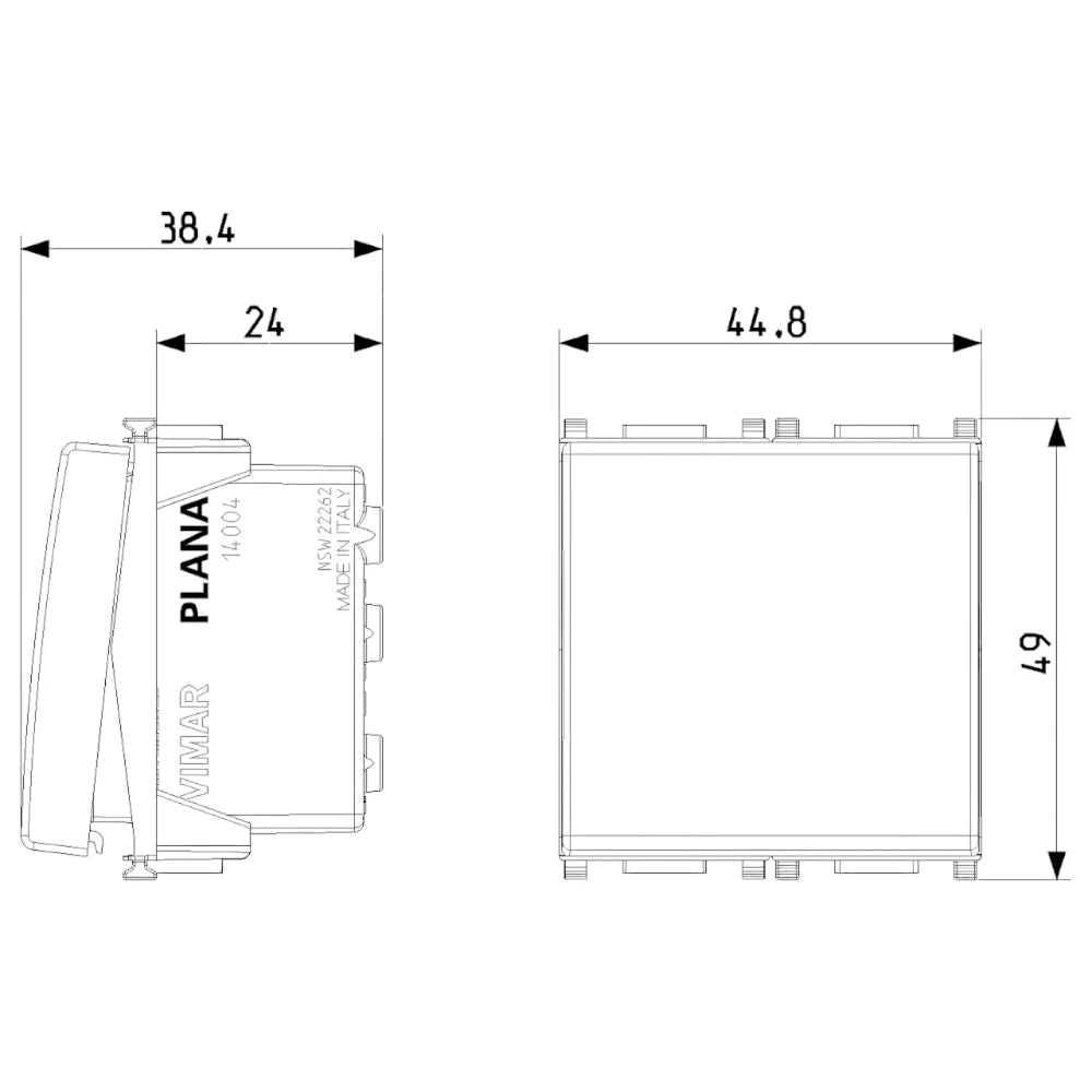 Vimar PLANA 1P 10AX 2-Way Switch, 250V, IP40, Lightable — Quality Boat Parts