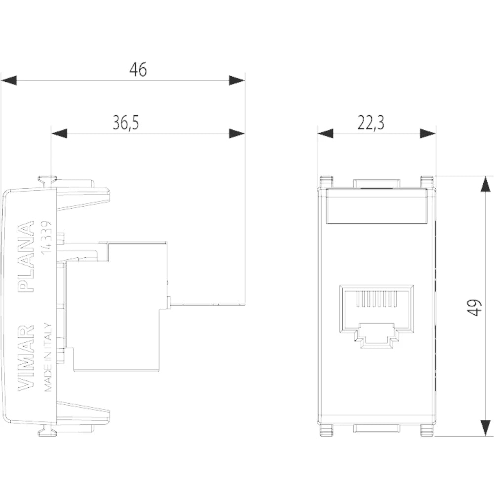 Vimar Plana RJ45 Netsafe Outlet, T568A/B Universal Wiring — Quality Boat Parts