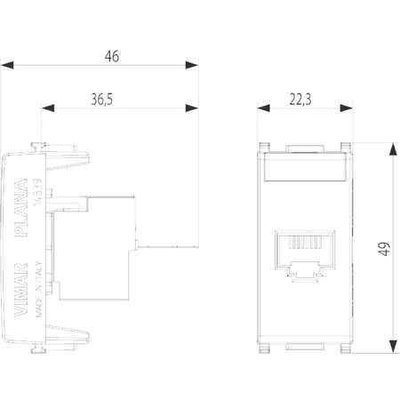Vimar Plana RJ45 Netsafe Outlet, T568A/B Universal Wiring — Quality Boat Parts