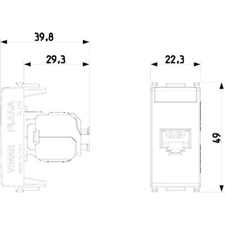 Vimar Plana RJ45 Netsafe Outlet, T568A/B Universal Wiring — Quality Boat Parts