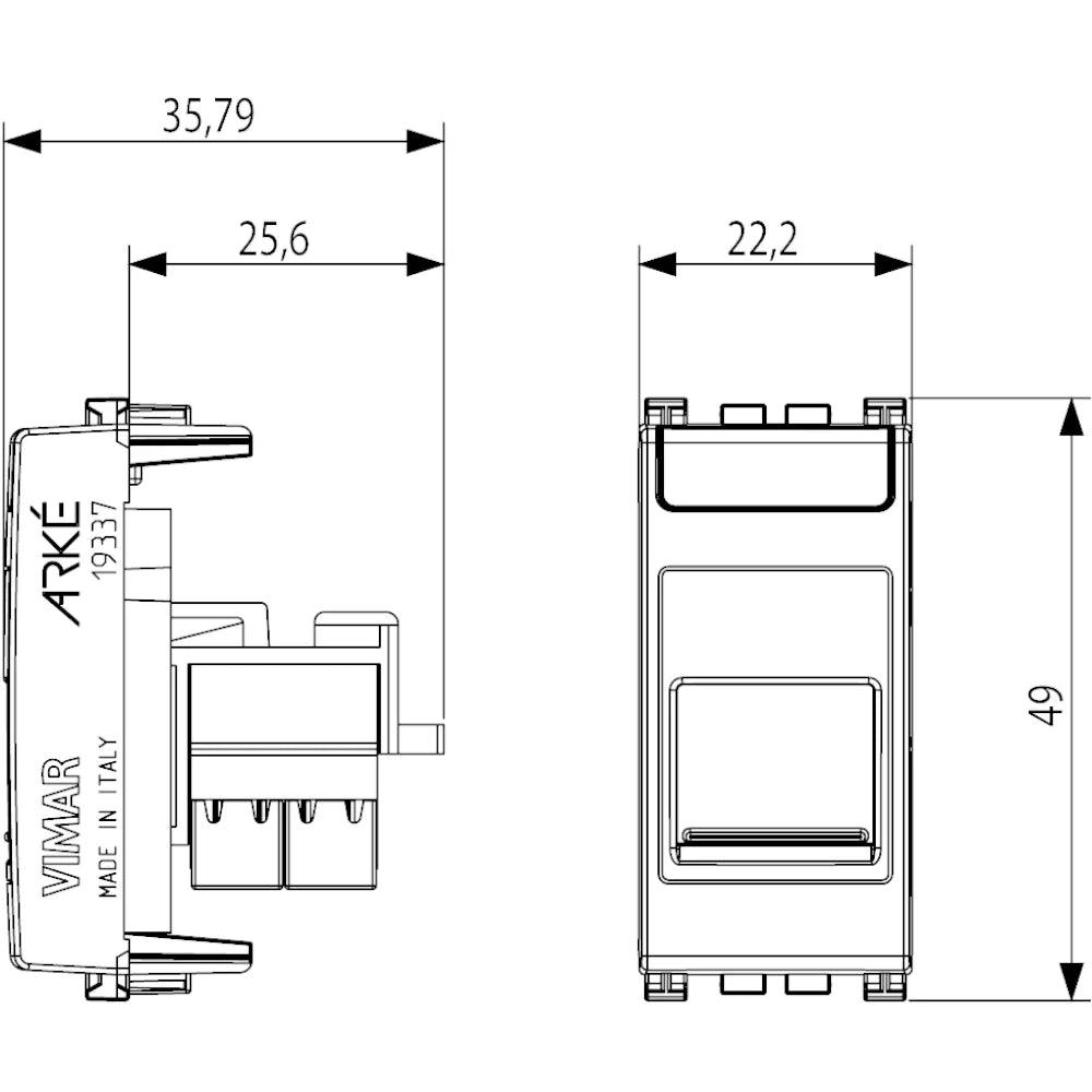 Vimar ARKÉ RJ45 Keystone Adaptors and RJ45 Cat6 UTP Outlets — Quality Boat Parts