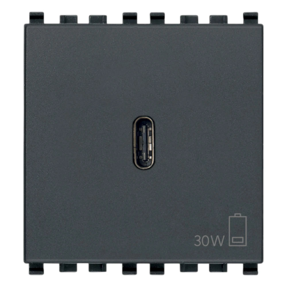 Vimar EIKON 2-Module USB-C Supply Unit, 120-240V, USB Power Delivery, Flush-Mounted, 1 USB-C Port — Quality Boat Parts
