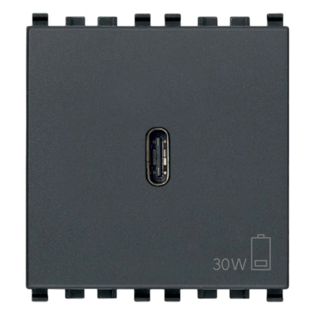 Vimar EIKON 2-Module USB-C Supply Unit, 120-240V, USB Power Delivery, Flush-Mounted, 1 USB-C Port — Quality Boat Parts