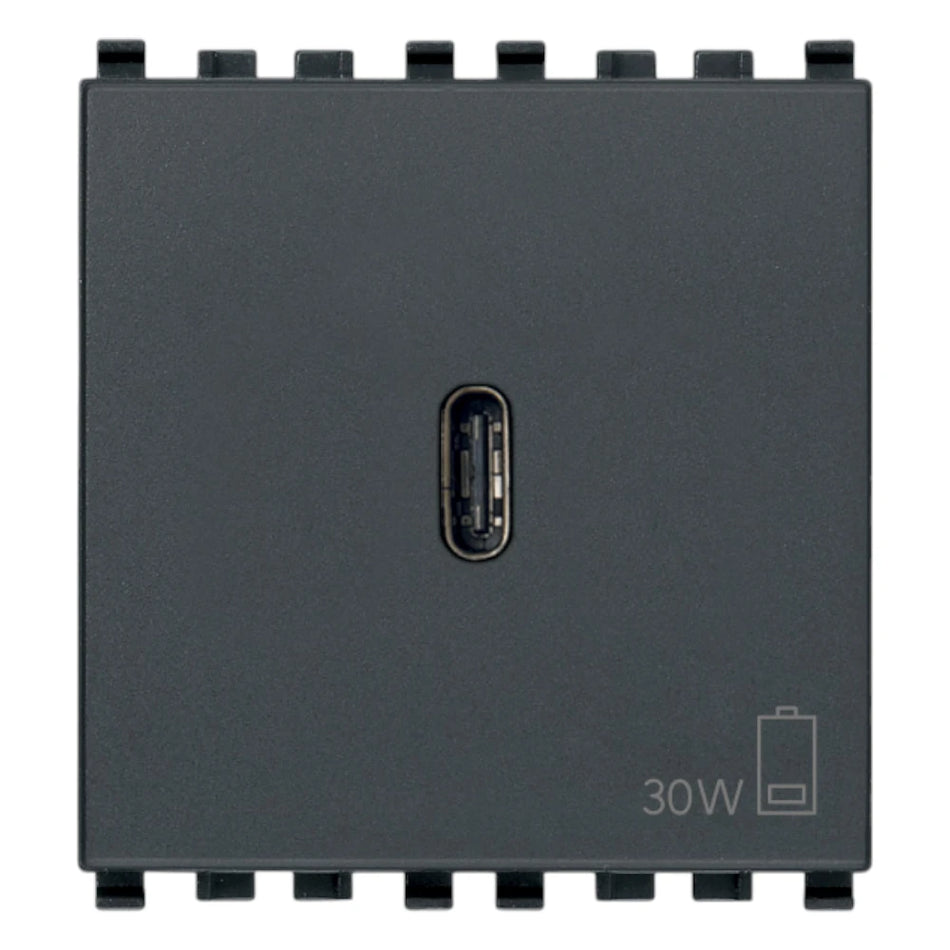 Vimar EIKON 2-Module USB-C Supply Unit, 120-240V, USB Power Delivery, Flush-Mounted, 1 USB-C Port — Quality Boat Parts