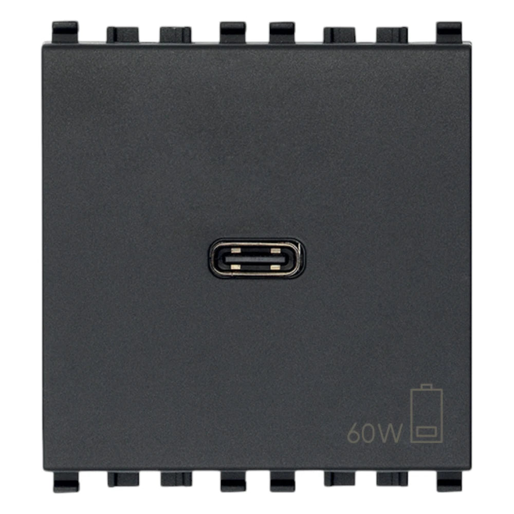 Vimar EIKON 2-Module USB-C Supply Unit, 120-240V, USB Power Delivery, Flush-Mounted, 1 USB-C Port — Quality Boat Parts