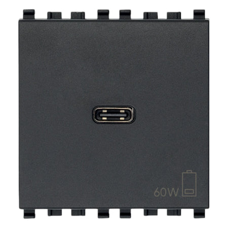 Vimar EIKON 2-Module USB-C Supply Unit, 120-240V, USB Power Delivery, Flush-Mounted, 1 USB-C Port — Quality Boat Parts