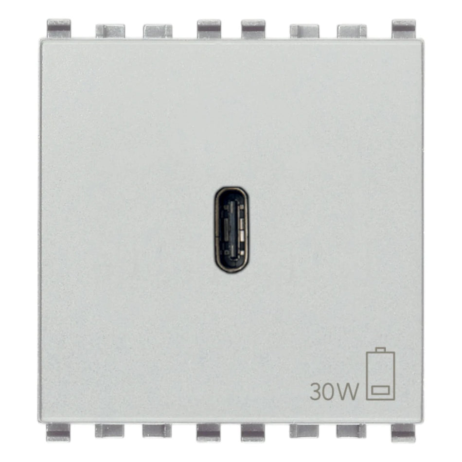 Vimar EIKON 2-Module USB-C Supply Unit, 120-240V, USB Power Delivery, Flush-Mounted, 1 USB-C Port — Quality Boat Parts