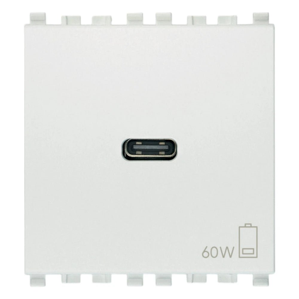 Vimar EIKON 2-Module USB-C Supply Unit, 120-240V, USB Power Delivery, Flush-Mounted, 1 USB-C Port — Quality Boat Parts