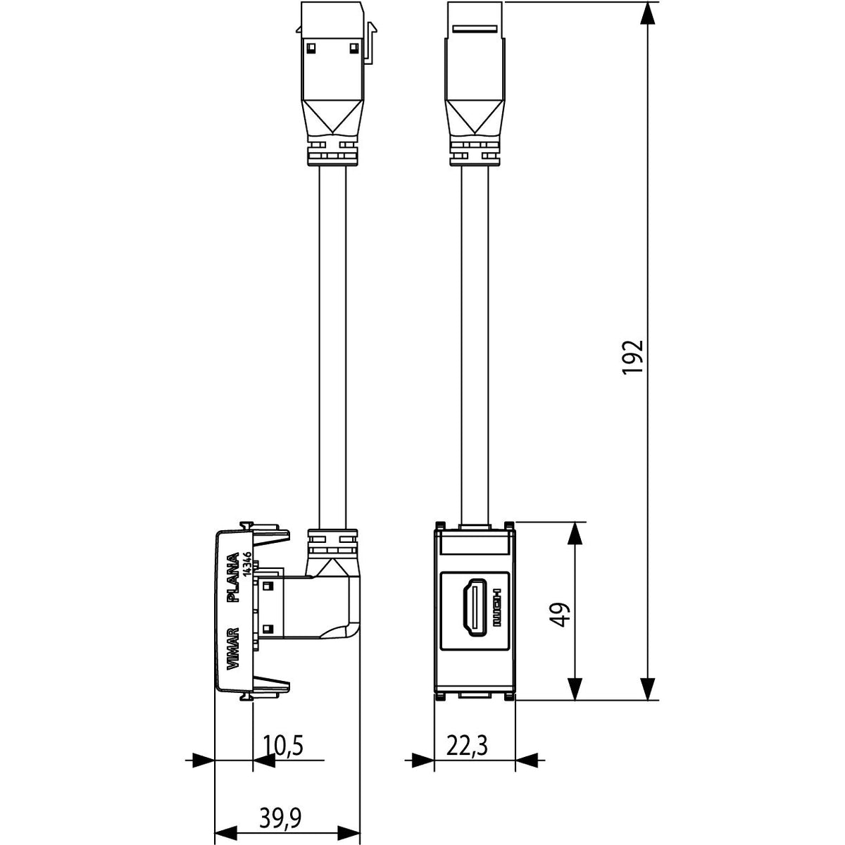 Vimar Plana HDMI 2.1b Socket Outlet, Keystone Fixing, IP20 — Quality Boat Parts